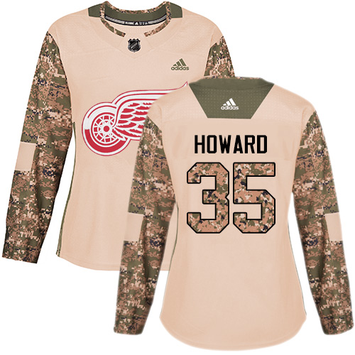Adidas Red Wings #35 Jimmy Howard Camo Authentic Veterans Day Women's Stitched NHL Jersey